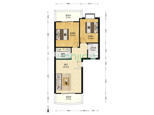 锦绣花园 2室1厅1卫 71平方