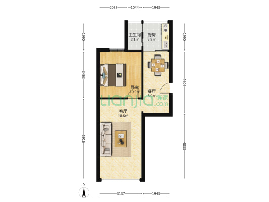 杏花巷43号 1室2厅1卫 47平方