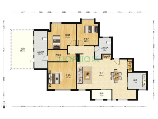 贝肯山莫缇园 3室1厅2卫 178平方