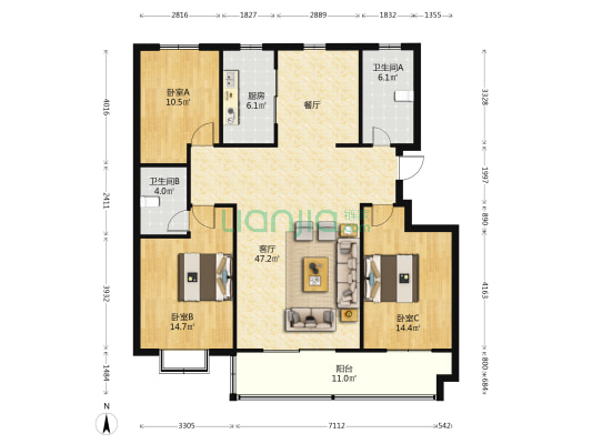 四季花城 3室1厅2卫 140平方