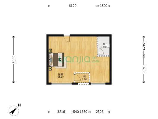 万科理想城B区 1室0厅1卫 66平方