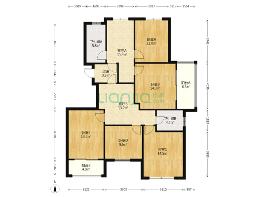 佳丰南苑 5室2厅2卫 146平方