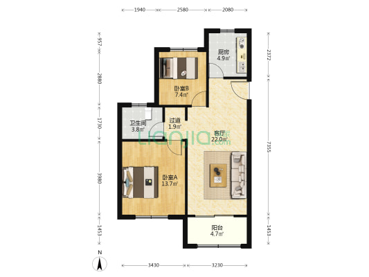松南城欣浪苑 2室1厅1卫 82平方