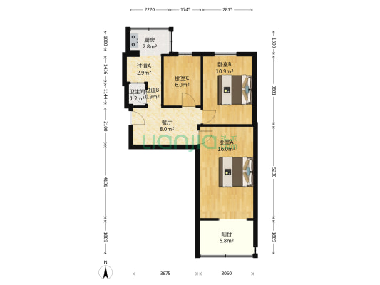 城坊东街2号 3室1厅1卫 64平方