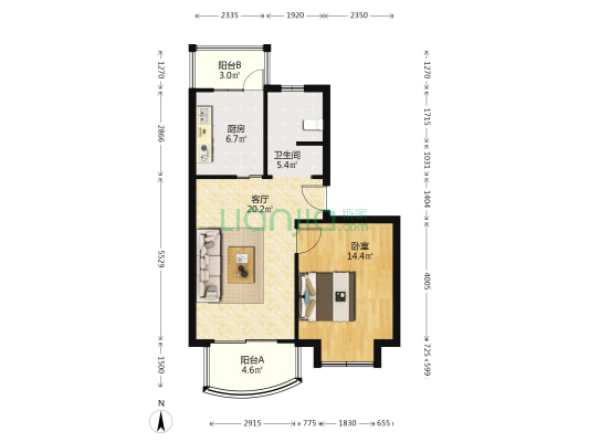 永和阳光苑 1室1厅1卫 61平方