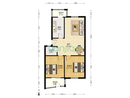 周谷堆小区 2室1厅1卫 79平方