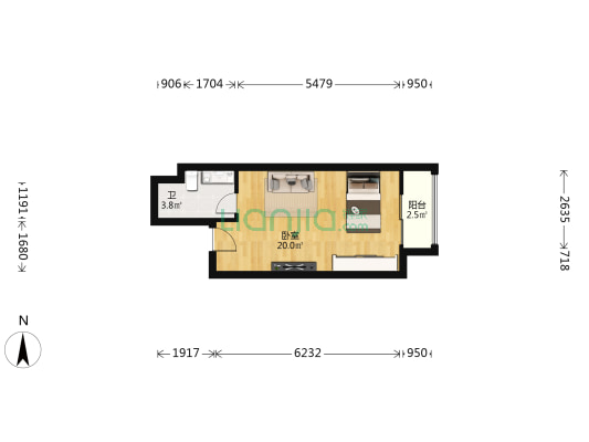 世茂港珠澳口岸城 1室0厅1卫 40平方