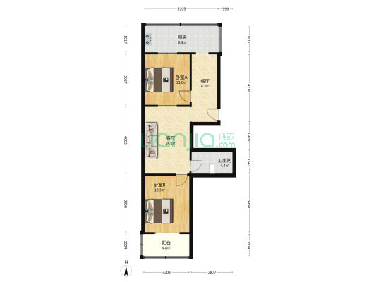 煤监局大营盘宿舍小区 2室2厅1卫 80平方