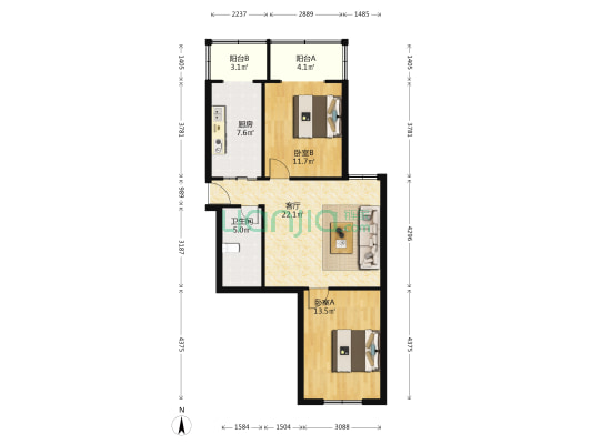 延庆里 2室1厅1卫 82平方