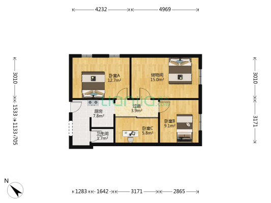 文武路77号 3室0厅1卫 65平方