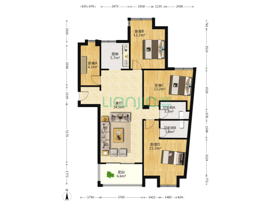 吉鸿家园和景苑 4室1厅2卫 134平方