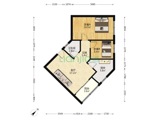共和东社区 2室1厅1卫 68平方