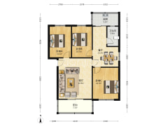 光明小区 简单装修 南北通透三居 采光好 无遮挡-涿州光明小区(涿州)户型图