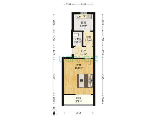宜昌路散盘 1室0厅1卫 39平方