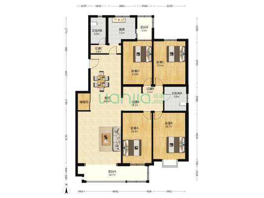 靛厂路6号院 4室1厅2卫 177平方