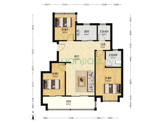 金科四季春晓 3室1厅2卫 167平方