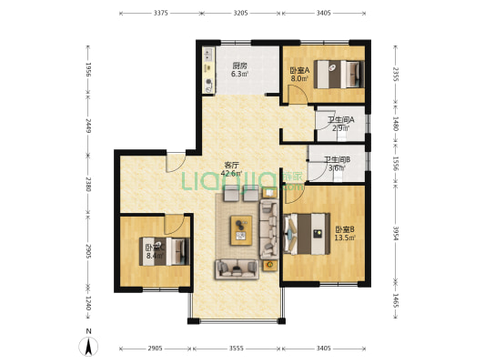 碧桂园·华美上城 3室1厅2卫 127平方