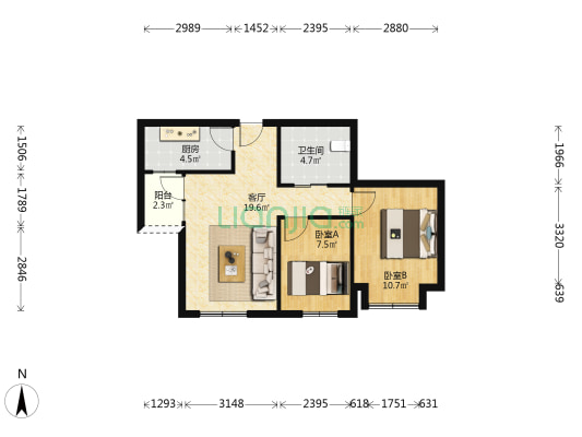 万科明日之光A区 2室1厅1卫 73平方