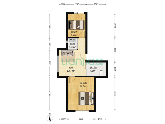 香柏花苑 2室1厅1卫 57平方