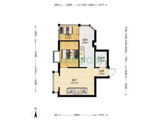 崇善街67号 2室1厅1卫 39平方