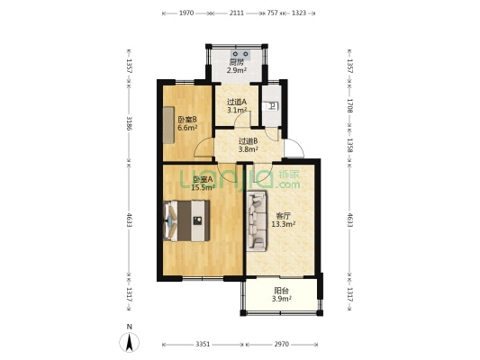水泵厂宿舍 2室1厅1卫 65平方