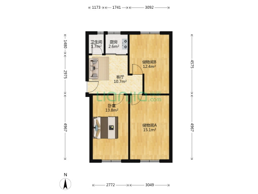 临园里 1室1厅1卫 76平方