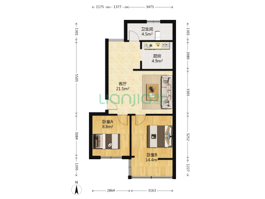 巡津新村17号 2室1厅1卫 55平方