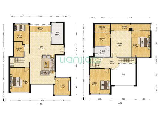 左岸花都 5室1厅1卫 199平方