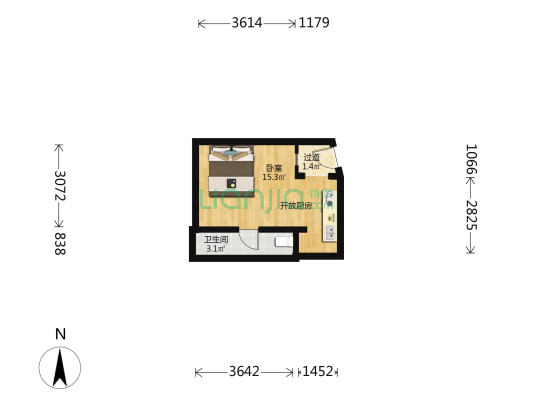 细管胡同 1室0厅1卫 14平方