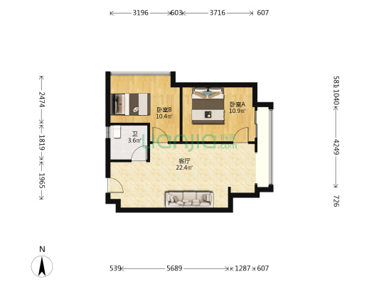海浩广场 2室1厅1卫 71平方