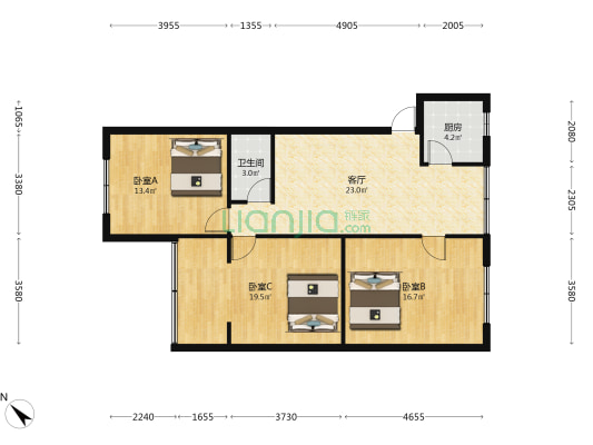 林业局 3室1厅1卫 96平方