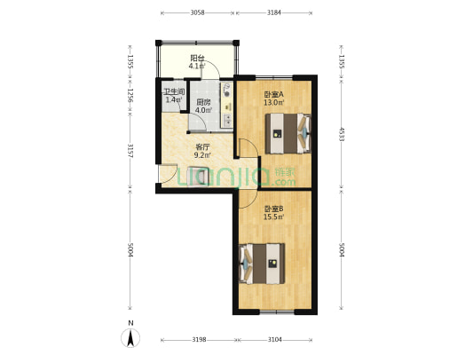 海建里北区 2室1厅1卫 61平方