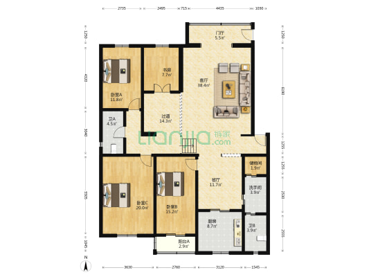 兴泰苑(新乐巷) 4室2厅3卫 178平方