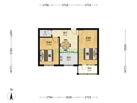 新华印刷厂家属院（五星坪） 2室1厅1卫 49平方