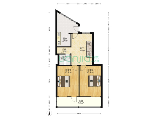 流虹路45号 2室1厅1卫 84平方