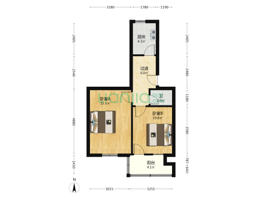 开明小区(民主南路) 2室0厅1卫 54平方