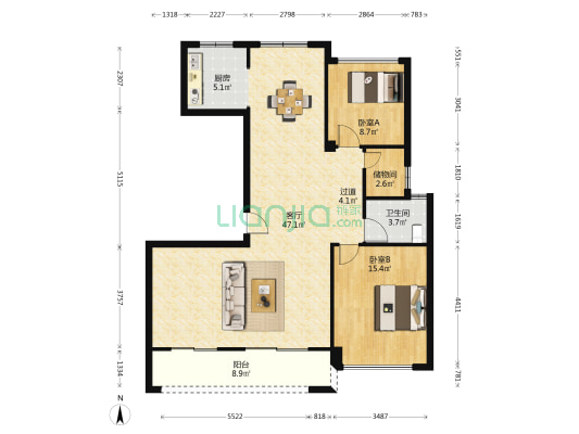 兴远紫辰雅苑 2室1厅1卫 118平方