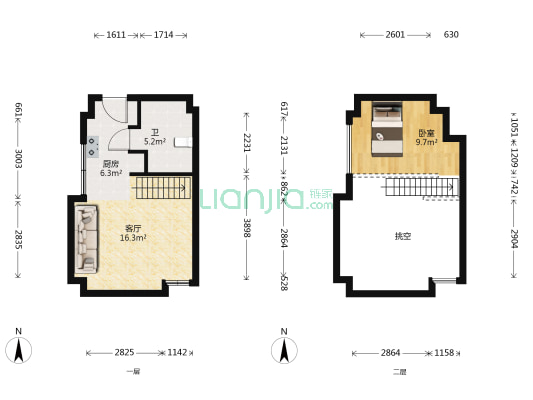 圣泰大厦 1室1厅1卫 44平方
