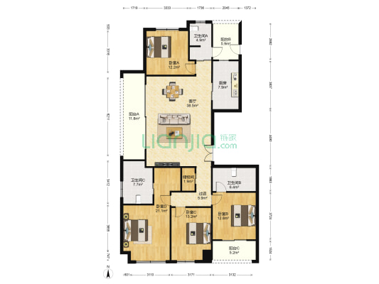 滨江金茂府 4室1厅3卫 186平方