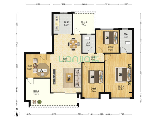 中海阅山府 4室1厅2卫 143平方