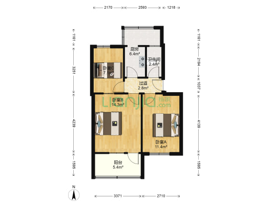 东方人民医院宿舍 3室0厅1卫 44平方