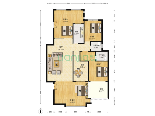 山景叠院 4室2厅2卫 134平方