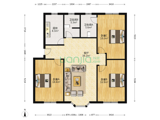 西安路一段71号 3室1厅2卫 135平方