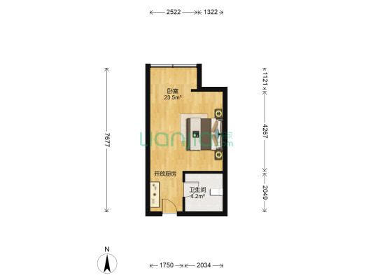 水木清华 1室0厅1卫 31平方
