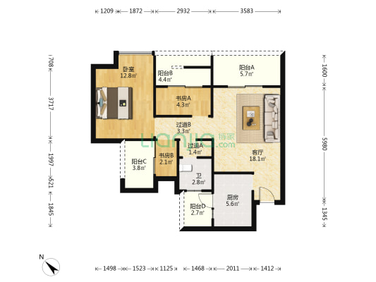 和成景筑 3室1厅1卫 79平方