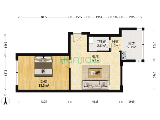 文兴街 1室1厅1卫 51平方