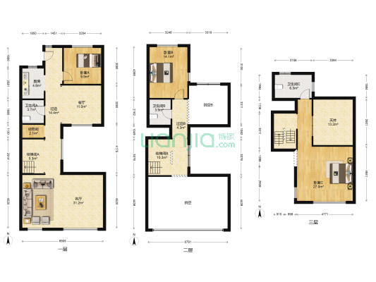 大爱城二期 3室2厅3卫 188平方