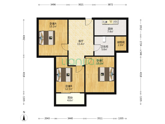 北欧印象 3室1厅1卫 98平方