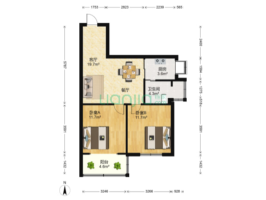 关西小区 2室1厅1卫 66平方