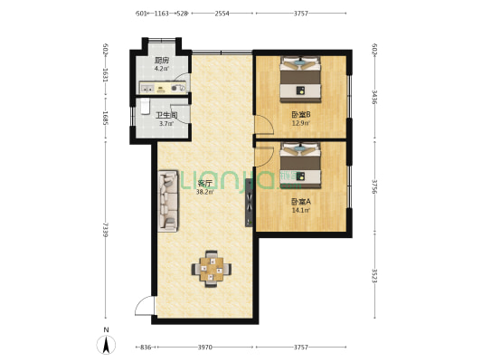 万江小区  2室1厅1卫 90平方